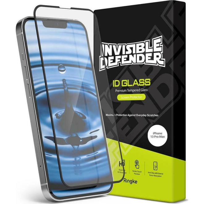 Ringke Invisible Defender ID Tempered Glass - Premium Full Cover Αντιχαρακτικό Γυαλί Οθόνης Apple iPhone 14 Plus / 13 Pro Max - Black