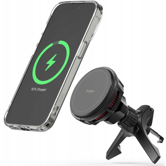 Ringke Peltier Magnetic Car Charger Mount - Μαγνητική Βάση Ασύρματης Φόρτισης MagSafe για Αεραγωγούς Αυτοκινήτου - 15W - Black
