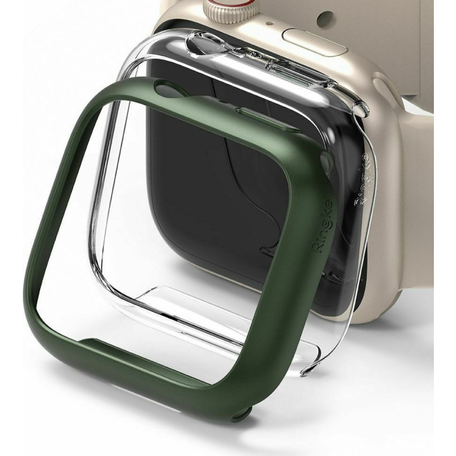 Ringke Θήκη Slim Case - Apple Watch 9 / 8 / 7 41mm - Clear / Deep Green - 2 Τεμάχια