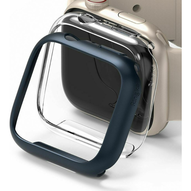 Ringke Θήκη Slim Case - Apple Watch 9 / 8 / 7 41mm - Clear / Metallic Blue - 2 Τεμάχια