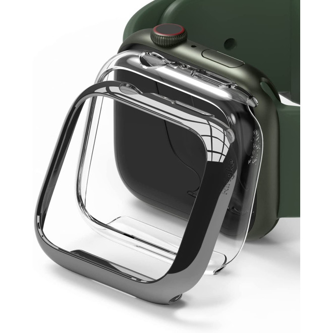 Ringke Θήκη Slim Case - Apple Watch 9 / 8 / 7 45mm - Clear / Dark Chrome - 2 Τεμάχια