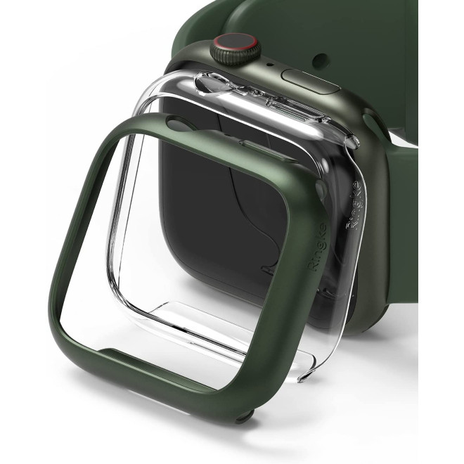 Ringke Θήκη Slim Case - Apple Watch 9 / 8 / 7 45mm - Clear / Deep Green - 2 Τεμάχια