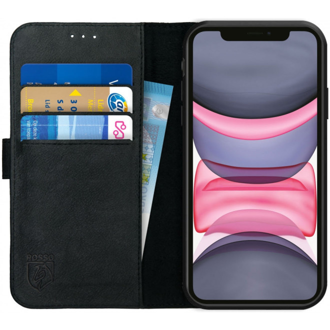 Rosso Deluxe Δερμάτινη Θήκη Πορτοφόλι Apple iPhone 11 - Black