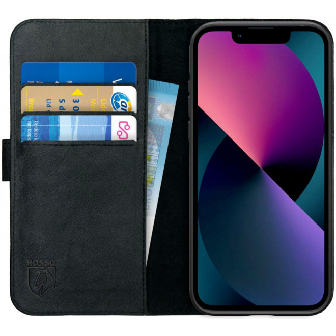 Rosso Deluxe Δερμάτινη Θήκη Πορτοφόλι Apple iPhone 13 mini - Black