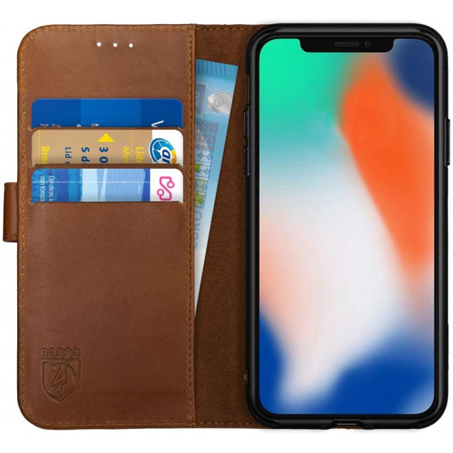Rosso Deluxe Δερμάτινη Θήκη Πορτοφόλι Apple iPhone X / XS - Brown