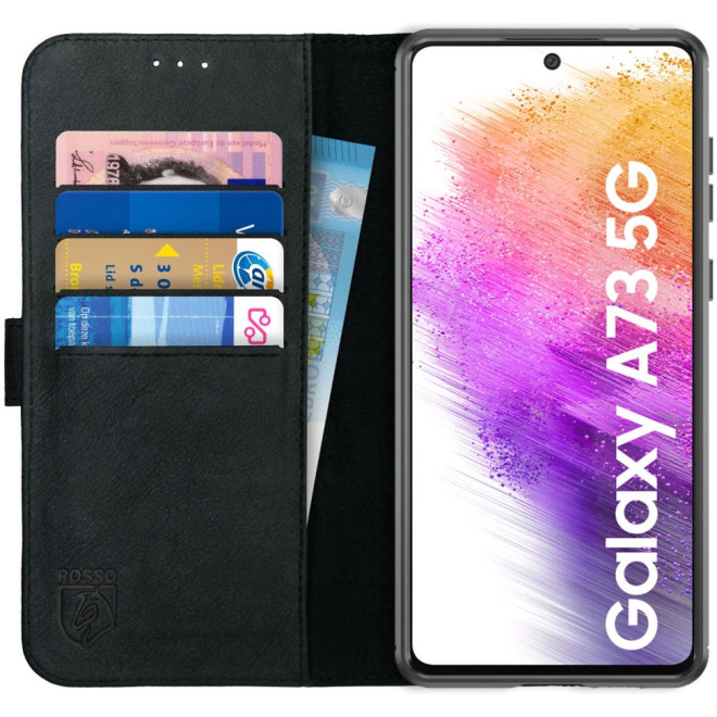 Rosso Deluxe Δερμάτινη Θήκη Πορτοφόλι Samsung Galaxy A73 5G - Black