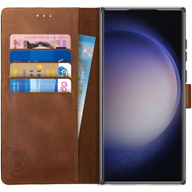 Rosso Deluxe Δερμάτινη Θήκη Πορτοφόλι Samsung Galaxy S23 Ultra - Brown