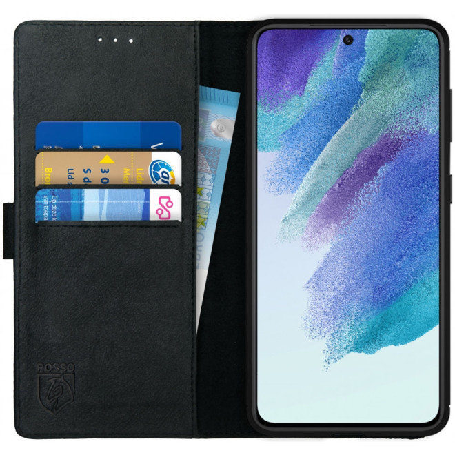 Rosso Deluxe Δερμάτινη Θήκη Πορτοφόλι Samsung Galaxy S21 FE 5G - Black
