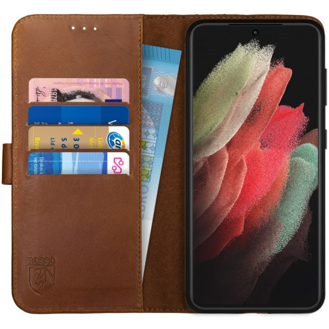 Rosso Deluxe Δερμάτινη Θήκη Πορτοφόλι Samsung Galaxy S21 Ultra 5G - Brown