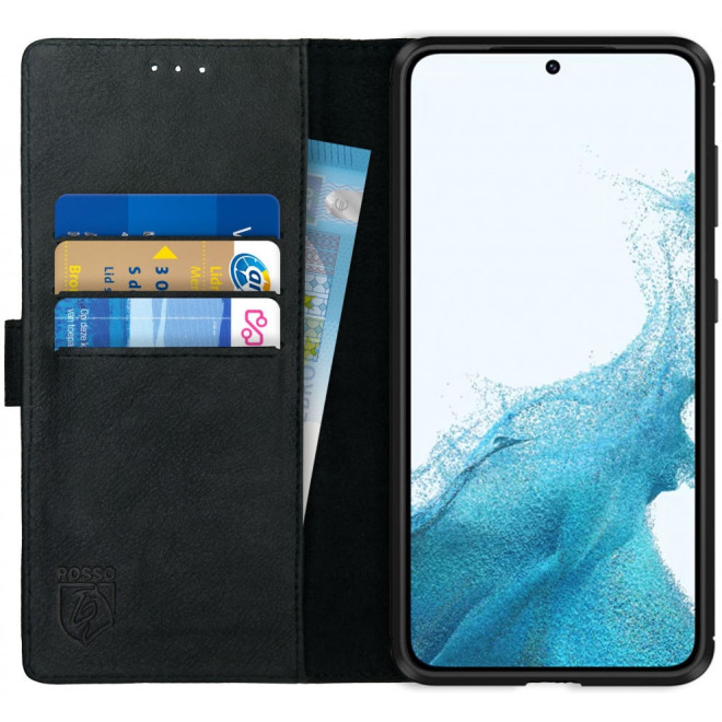 Rosso Deluxe Δερμάτινη Θήκη Πορτοφόλι Samsung Galaxy S22 5G - Black