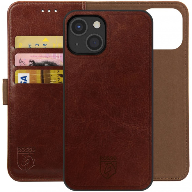 Rosso Element 2 in 1 - PU Θήκη Πορτοφόλι Apple iPhone 13 - Brown