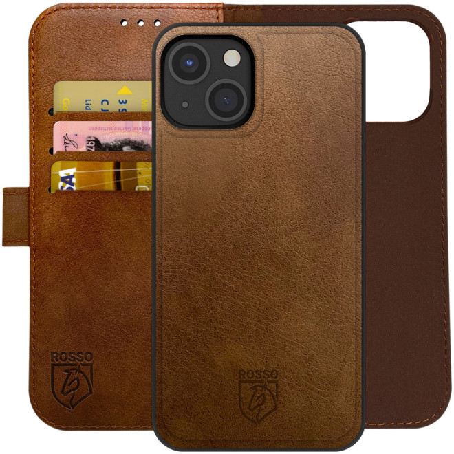 Rosso Element 2 in 1 - PU Θήκη Πορτοφόλι Apple iPhone 14 - Brown
