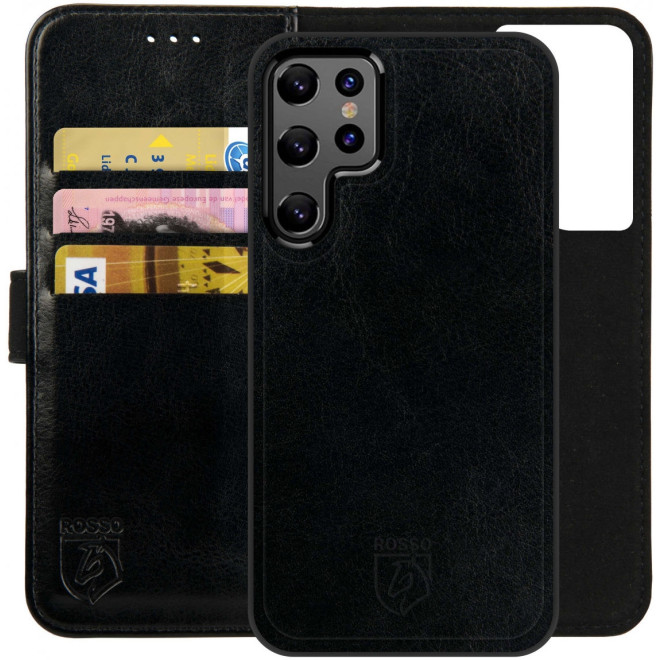 Rosso Element 2 in 1 - PU Θήκη Πορτοφόλι Samsung Galaxy S22 Ultra 5G - Black
