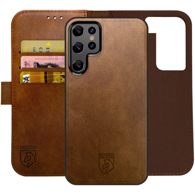 Rosso Element 2 in 1 - PU Θήκη Πορτοφόλι Samsung Galaxy S22 Ultra 5G - Brown