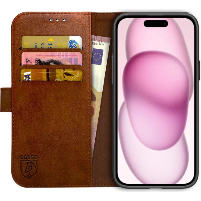 Rosso Element PU Θήκη Πορτοφόλι Apple iPhone 15 Plus - Brown
