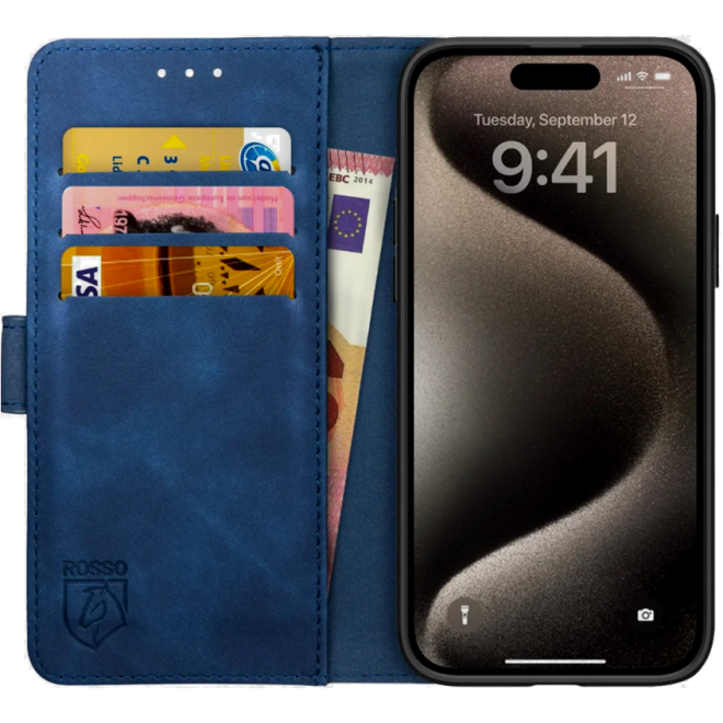 Rosso Element PU Θήκη Πορτοφόλι Apple iPhone 15 Pro - Blue