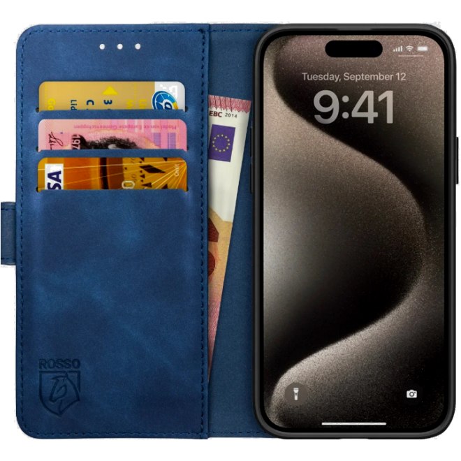 Rosso Element PU Θήκη Πορτοφόλι Apple iPhone 15 Pro Max - Blue