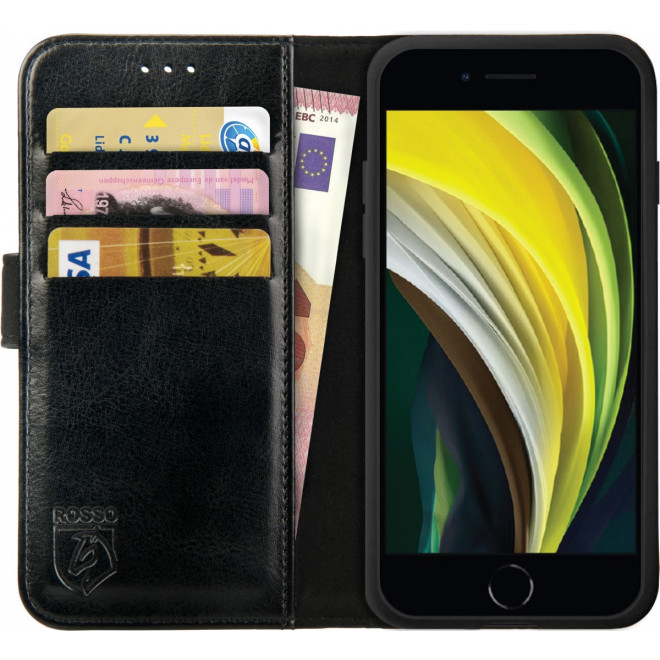 Rosso Element PU Θήκη Πορτοφόλι Apple iPhone SE 2022 / 2020 / 8 / 7 - Black