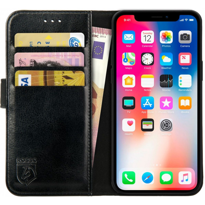 Rosso Element PU Θήκη Πορτοφόλι Apple iPhone X / XS - Black