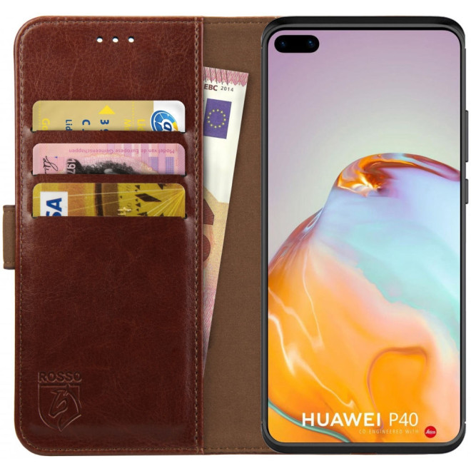 Rosso Element PU Θήκη Πορτοφόλι Huawei P40 - Brown
