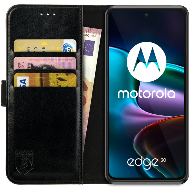 Rosso Element PU Θήκη Πορτοφόλι Motorola Edge 30 - Black
