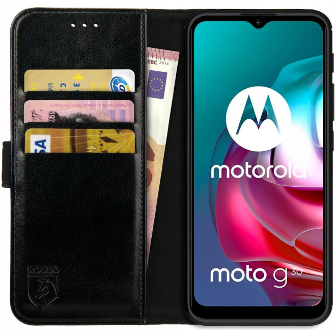 Rosso Element PU Θήκη Πορτοφόλι Motorola Moto G30 / G20 / G10 - Black