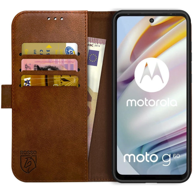 Rosso Element PU Θήκη Πορτοφόλι Motorola Moto G60 - Brown