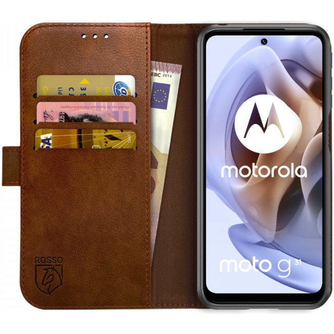 Rosso Element PU Θήκη Πορτοφόλι Motorola Moto G41 / G31 - Brown