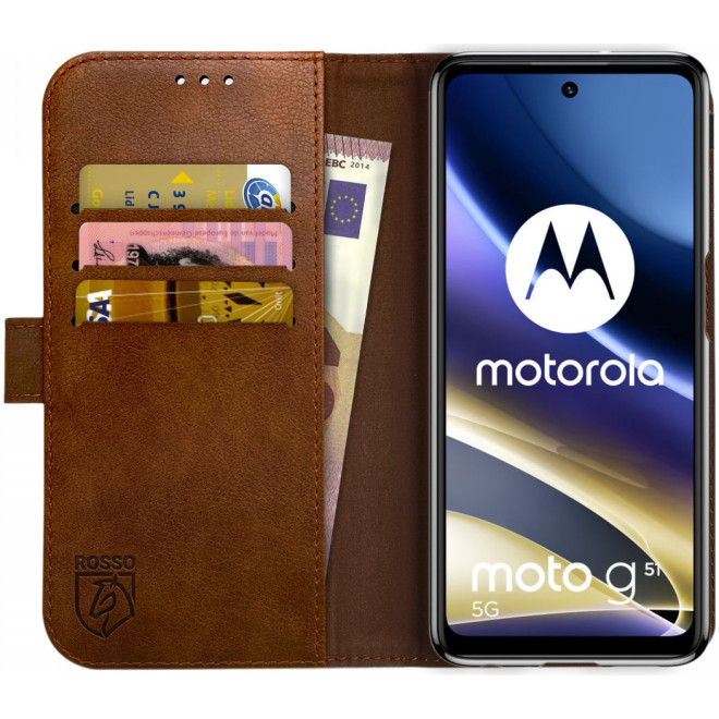 Rosso Element PU Θήκη Πορτοφόλι Motorola Moto G51 5G - Brown