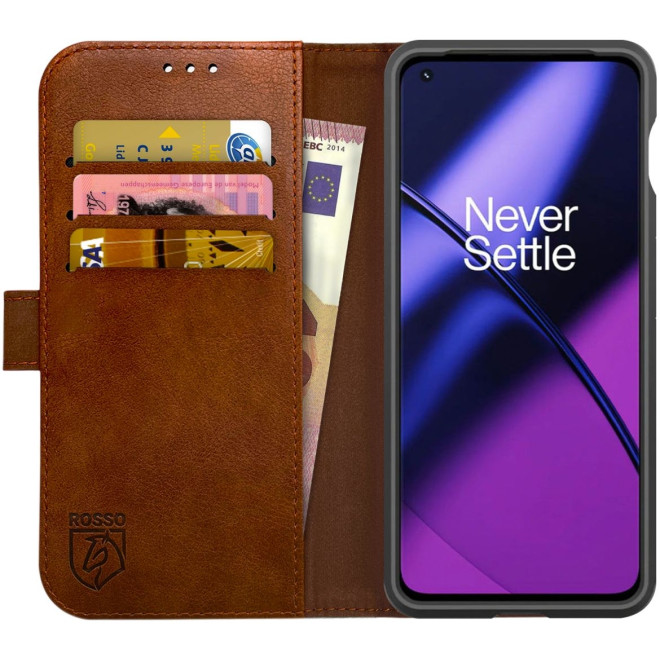 Rosso Element PU Θήκη Πορτοφόλι OnePlus 11 - Brown