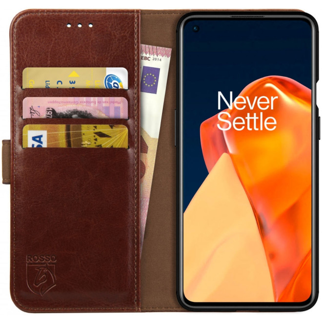 Rosso Element PU Θήκη Πορτοφόλι OnePlus 9 - Brown
