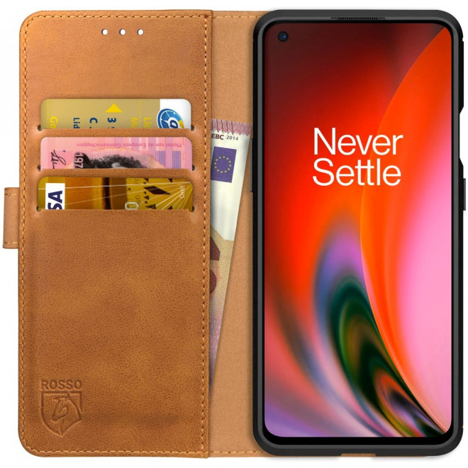 Rosso Element PU Θήκη Πορτοφόλι OnePlus Nord 2 5G - Light Brown