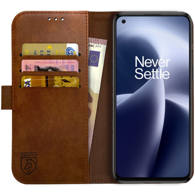 Rosso Element PU Θήκη Πορτοφόλι OnePlus Nord 2T - Brown