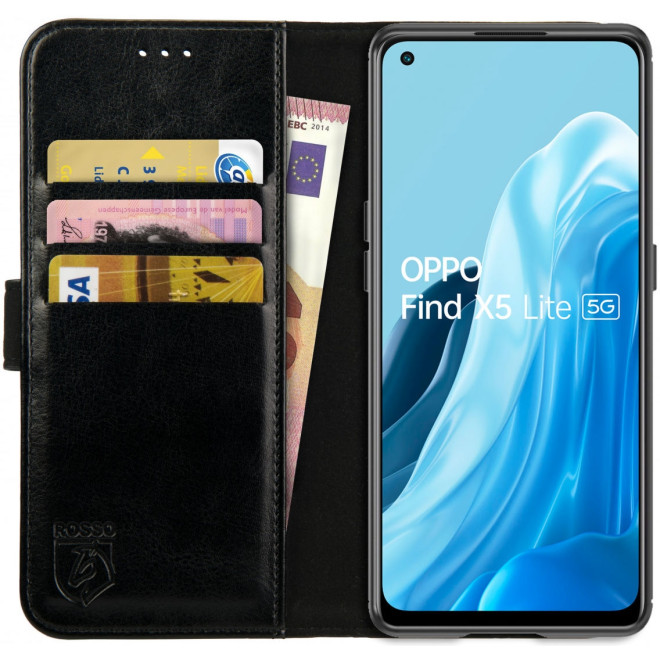 Rosso Element PU Θήκη Πορτοφόλι Oppo Find X5 Lite - Black