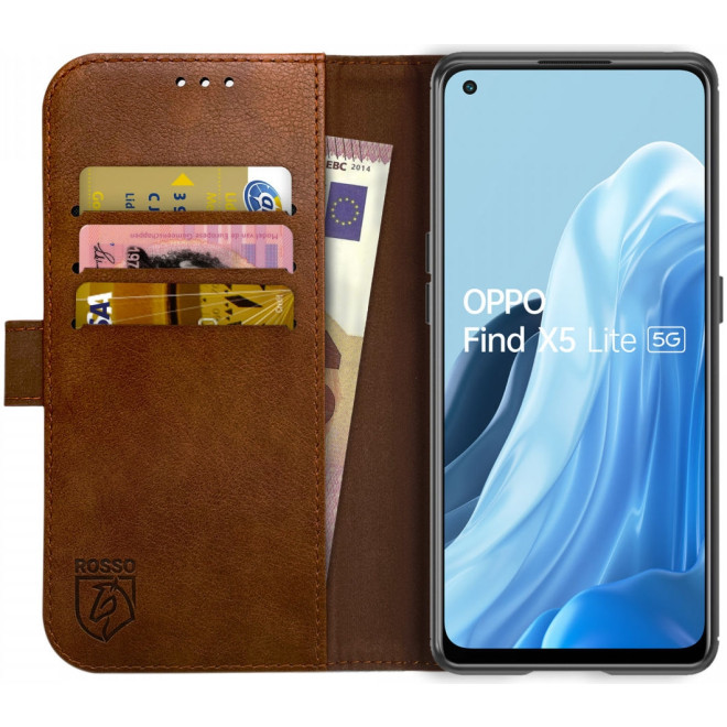 Rosso Element PU Θήκη Πορτοφόλι Oppo Find X5 Lite - Brown