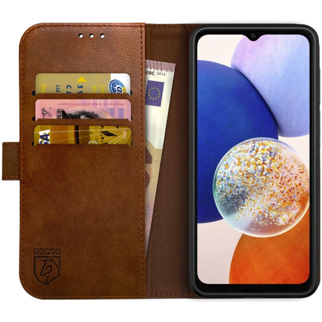 Rosso Element PU Θήκη Πορτοφόλι Samsung Galaxy A14 - Brown