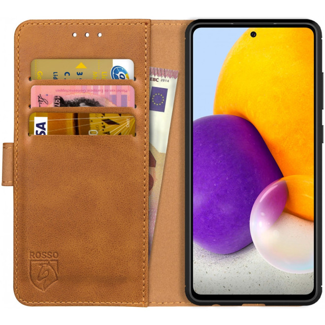 Rosso Element PU Θήκη Πορτοφόλι Samsung Galaxy A72 - Light Brown