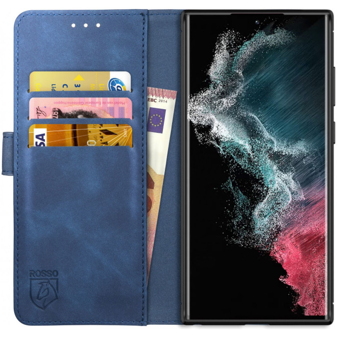 Rosso Element PU Θήκη Πορτοφόλι Samsung Galaxy S22 Ultra 5G - Blue