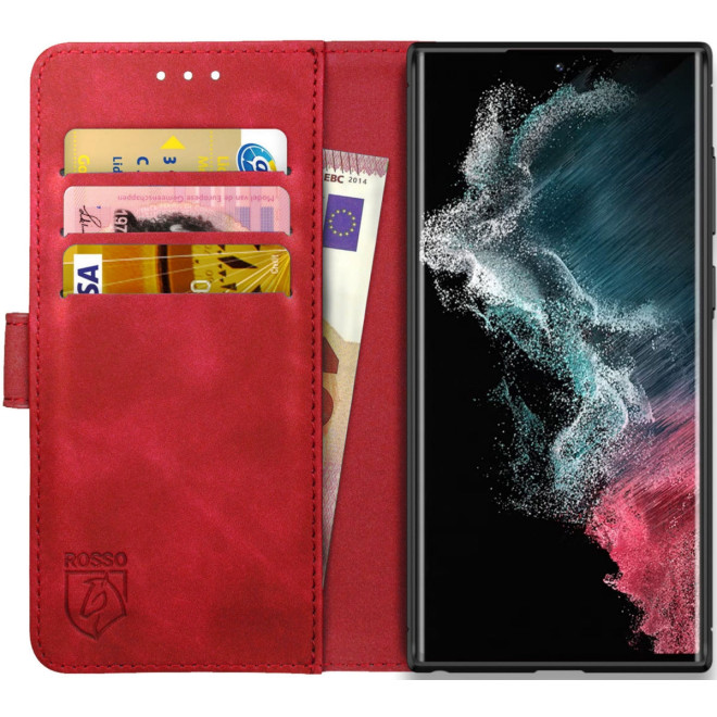 Rosso Element PU Θήκη Πορτοφόλι Samsung Galaxy S22 Ultra 5G - Red