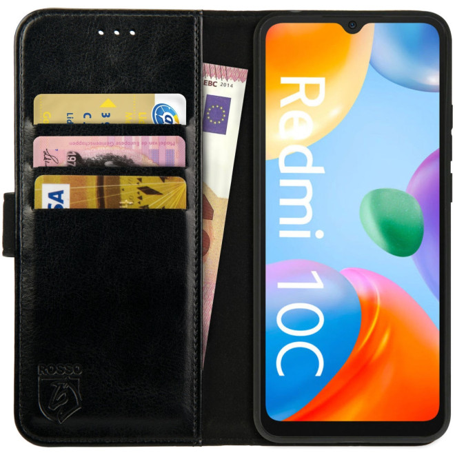 Rosso Element PU Θήκη Πορτοφόλι Xiaomi Redmi 10C - Black