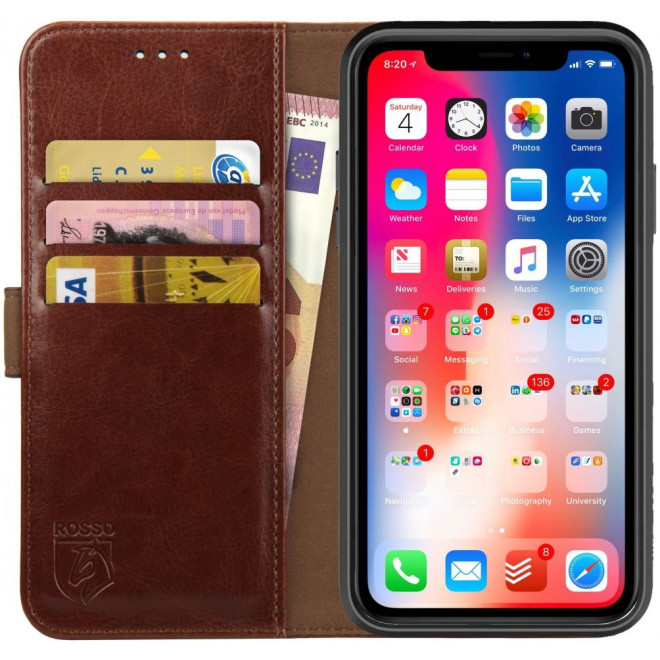 Rosso Element PU Θήκη - Πορτοφόλι Apple iPhone XR - Brown