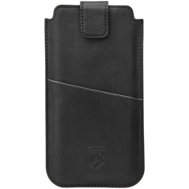 Rosso Deluxe Select Insert Case - Universal Δερμάτινη Θήκη για Smartphones / Κινητά - 14 x 7 cm - Black