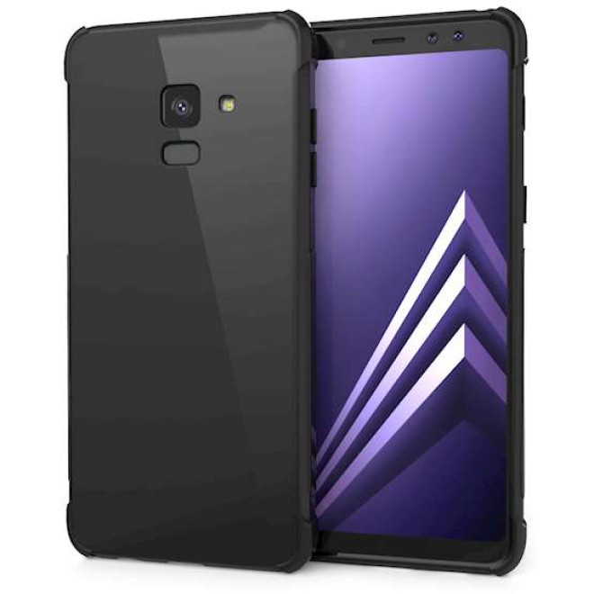 Caseflex Θήκη Σιλικόνης Samsung A8 Plus 2018 - Black & Screen Protector 