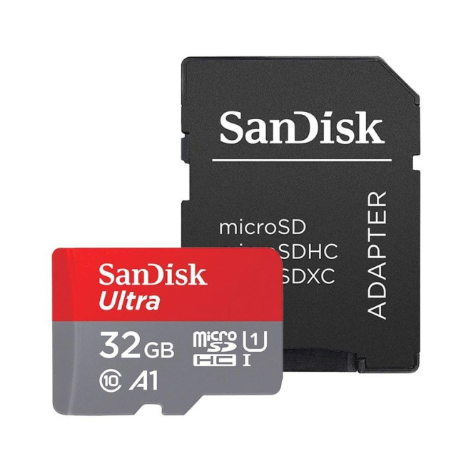 Sandisk Κάρτα Μνήμης Ultra microSDHC 32GB Class 10 98MB/s UHS-I Με Αντάπτορα - Grey / Red