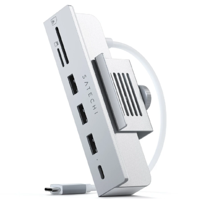 Satechi Αντάπτορας Type-C Clamp Hub για iMac 24" 2024 - 2021 - Με 3 x USB-A 3.0 / 1 x Type-C / 1 x SD & Micro SD - Silver (ST-UCICHS)