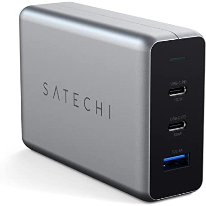 Satechi Compact Dual GaN Φορτιστής Ταξιδιού 100W - Με x1 USB-A / x2 USB Type-C - Space Grey