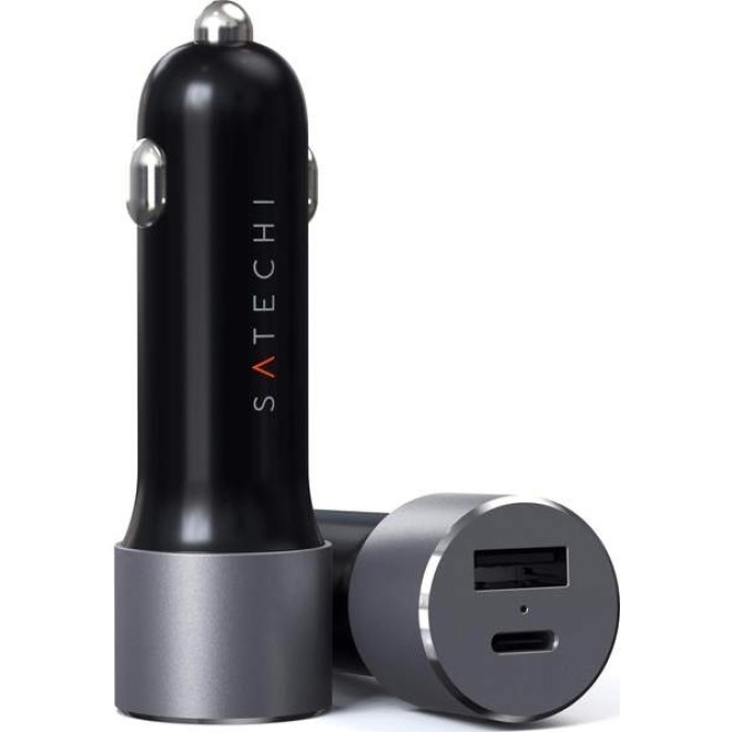 Satechi Φορτιστής Αυτοκινήτου - Με USB-A x1 / Type-C PD x1 - 72W - Space Gray
