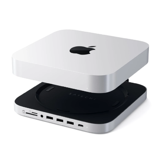 Satechi Stand Hub Βάση για Mac Mini M2 / M2 Pro 2023 / M1 2020 / Mac Studio 2023 / 2022 - Με Θήκη για SSD SATA S.2 Εξωτερικό Σκληρό Δίσκο - Με Θύρες 1 x Type-C / 3 x USB-A / 1 x 3.5mm Jack / 1 x SD & Micro SD