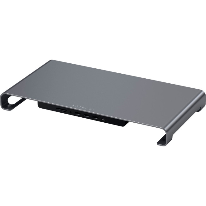 Satechi USB-C Monitor Stand Hub XL - Βάση Αλουμινίου για Laptop με 3 USB-A / 1 x SD & MicroSD / 1 x Type-C / 1 x 3.5mm Jack - Space Gray