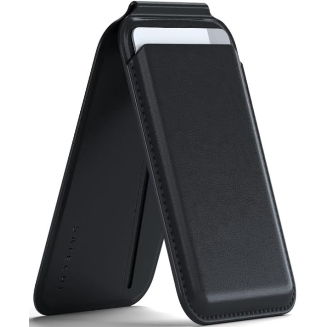 Satechi Vegan-Leather Magnetic Wallet Stand - MagSafe Θήκη - Πορτοφόλι για Κάρτες / Αναδιπλούμενη Βάση από Δέρμα Vegan - Black